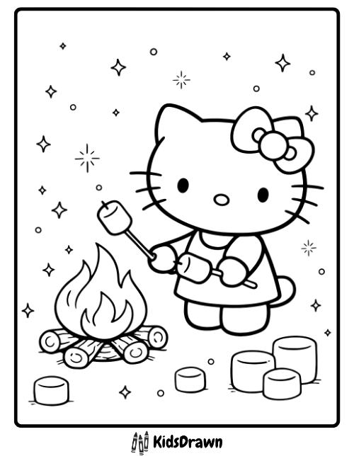 Hello Kitty Toasting Marshmallows