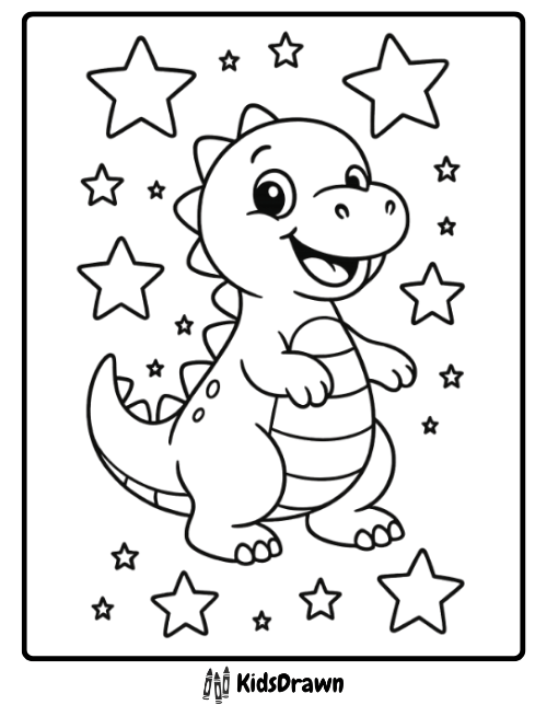 Baby dino and stars