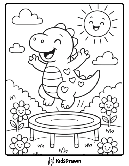 Dinosaurs cheerful jump