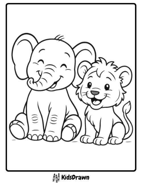 Elephant And Lion Friends