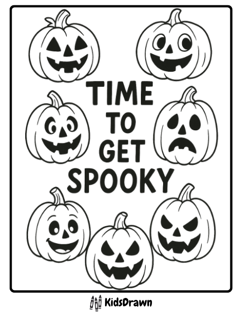 Funny pumpkin faces with text time to get spooky Halloween