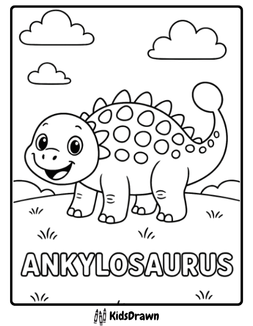 Smiling ankylosaurus cartoon