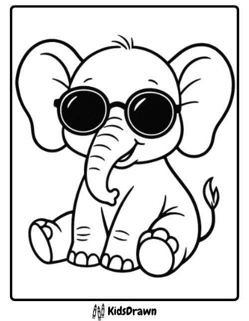 Cute baby elephant coloring page